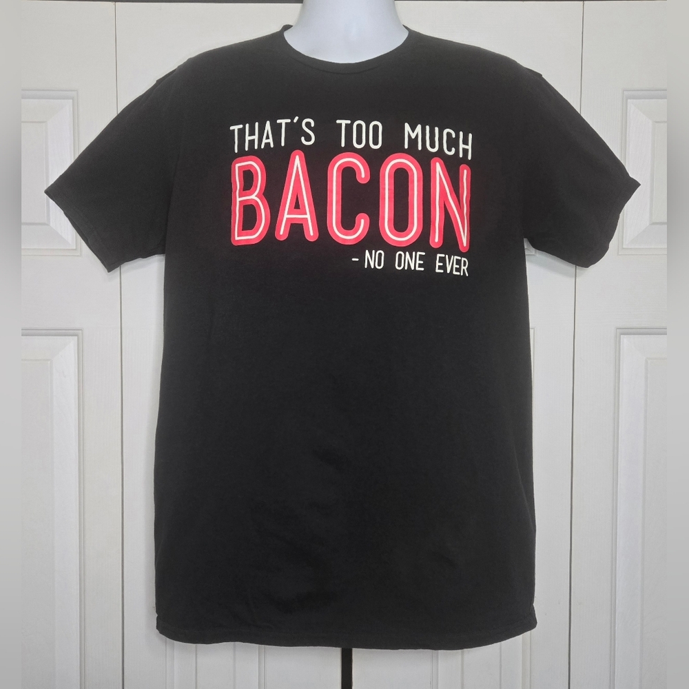 Walnut & 39th "That’s Too Much Bacon" Graphic T-Shirt | Mens XL Black Humor Tee